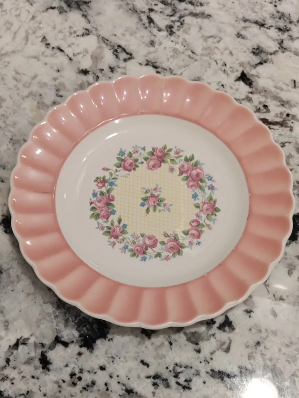 Vintage Pink Floral Scalloped Rim dish